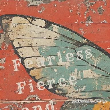Vintage fe och texter - enstaka decoupage konstark - Bild 2