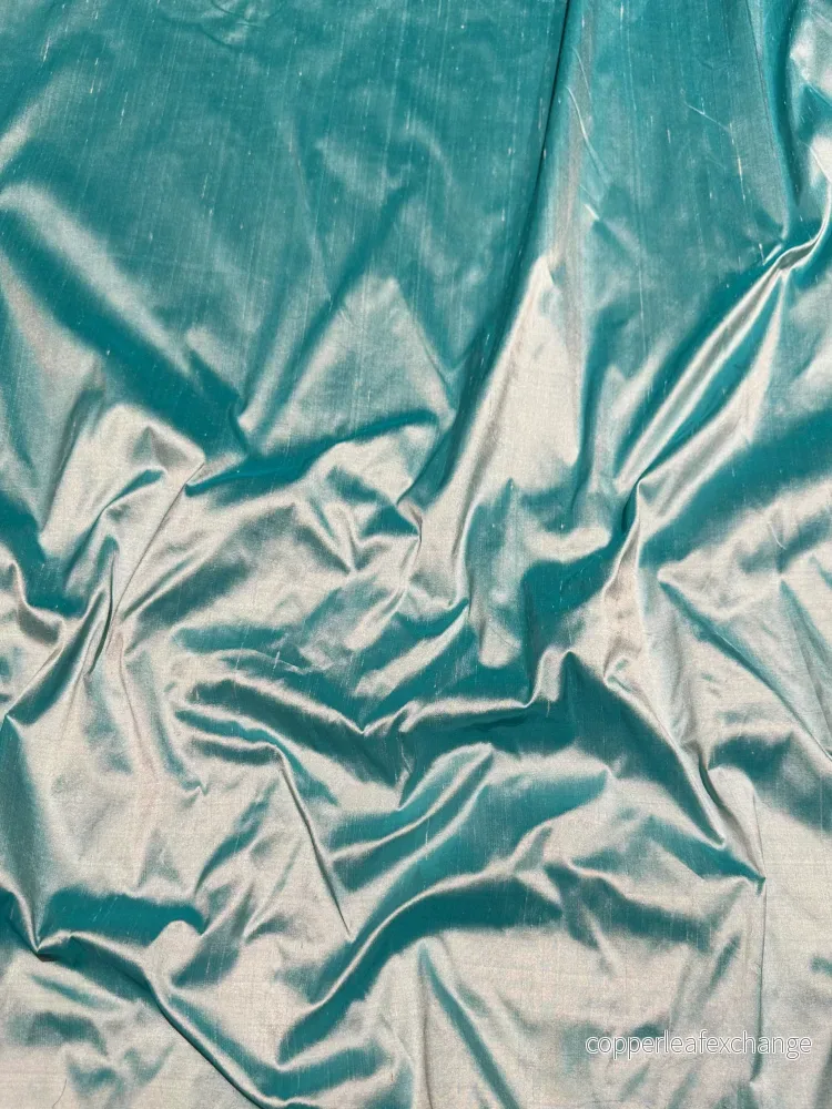 Thai silk - Structure - Turquoise - White - Ice - Bild 3