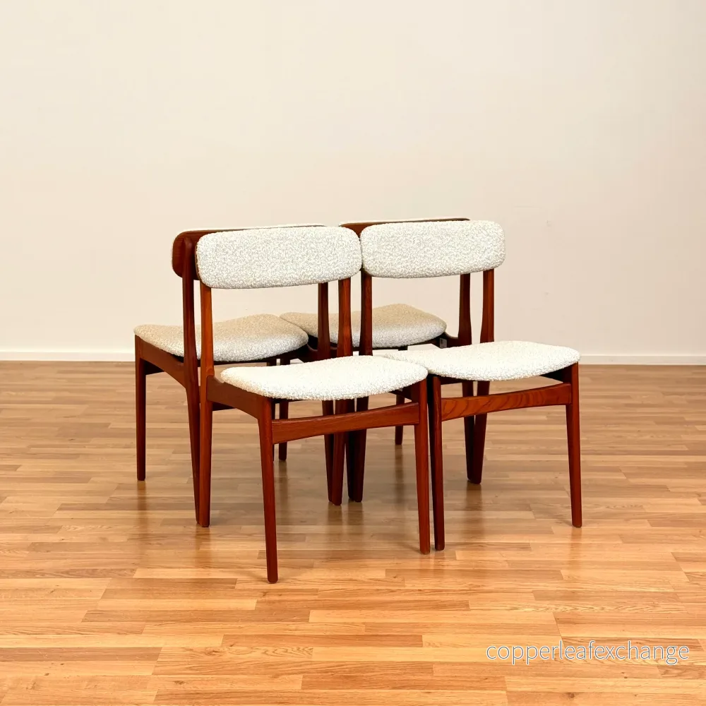 Set om 4 matstolar i teak av B. Rasmussen för Thorso Mobelfabrik, 1950-60-tal, Danmark