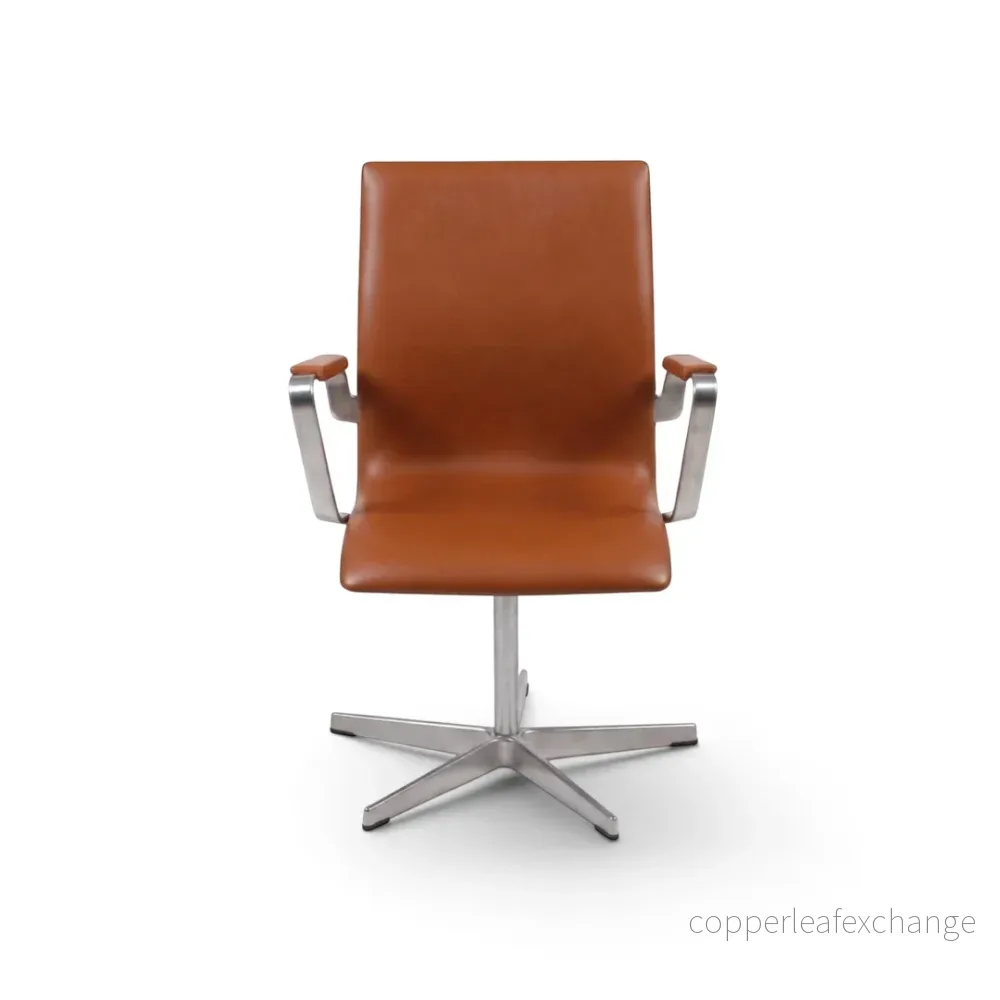Arne Jacobsen Oxford stol med høj ryg / Soft læder, Calvados Cognac