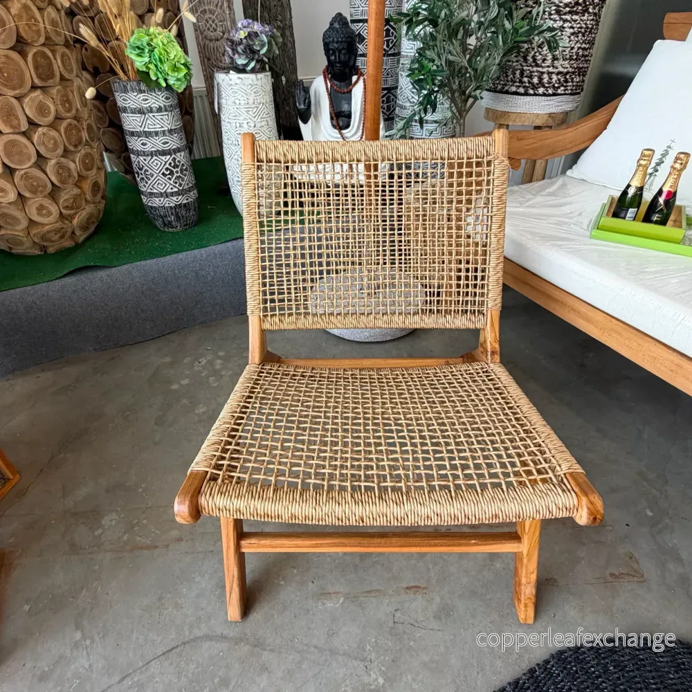 Damar Loungestol i Teak & Flätad Rep – Natur - Bild 2