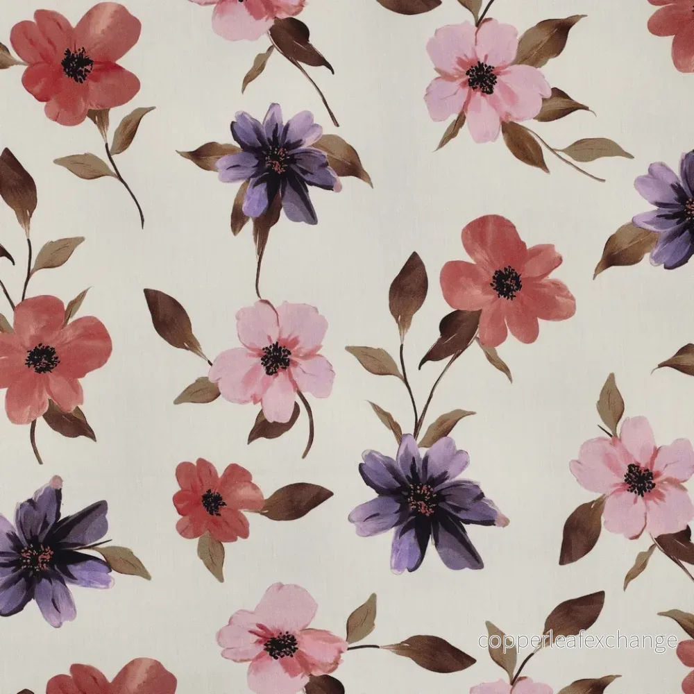 Patterned – Cotton – Viscose – Flowers – Off white – 37.002