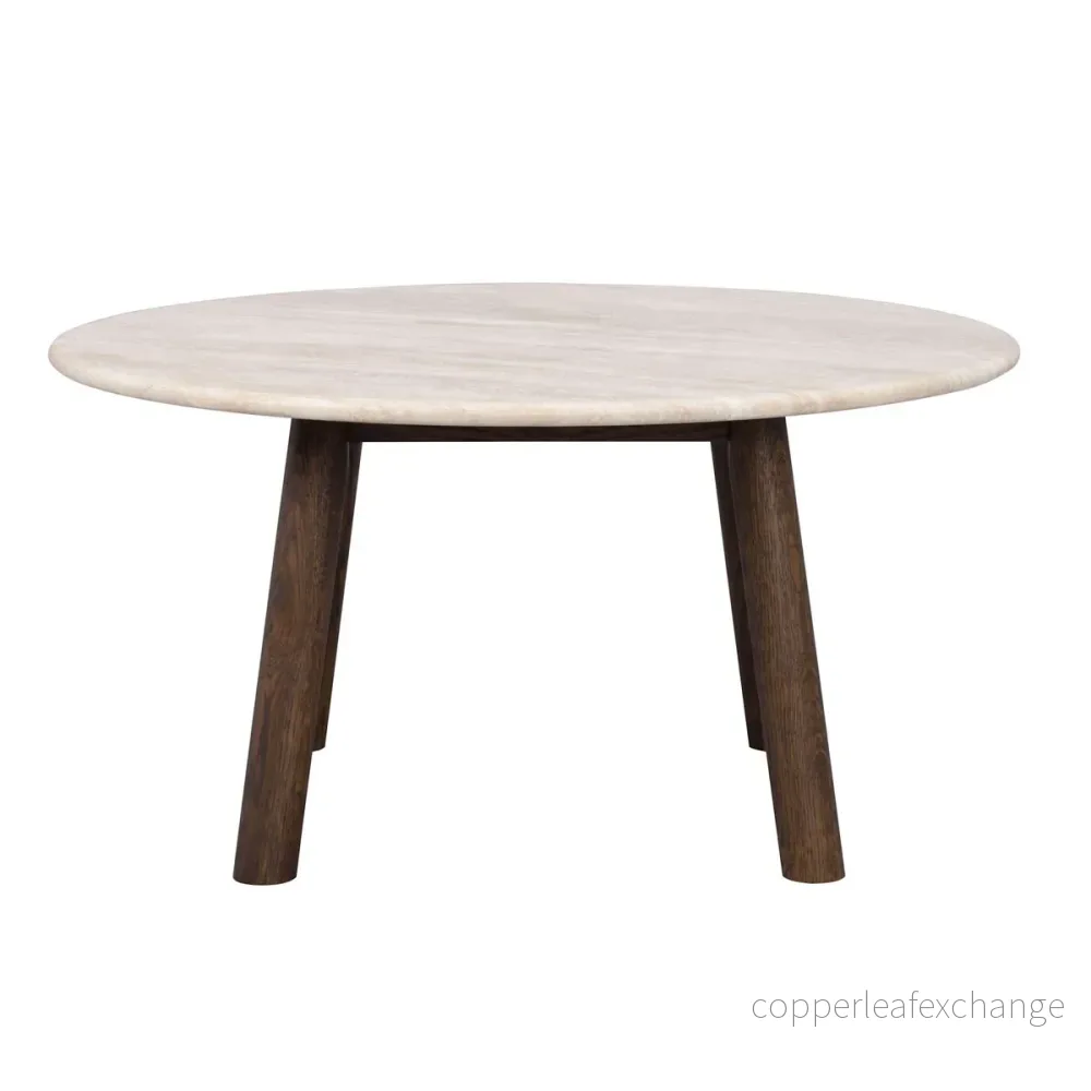 Soffbord Taransay, Beige travertin / Brun ek