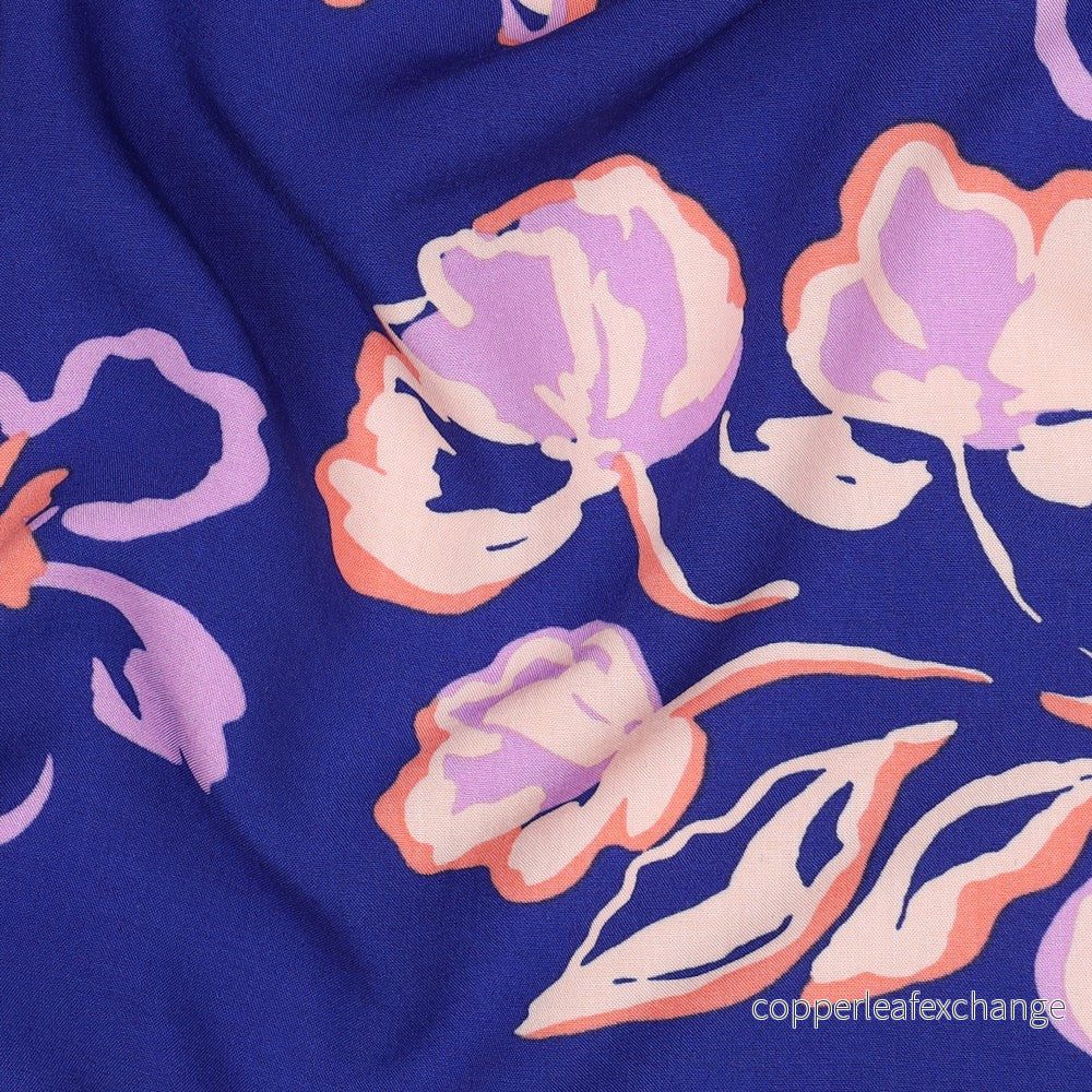 Patterned Viscose - Lenzing Ecovero - Flowers - Cobalt - Bild 2
