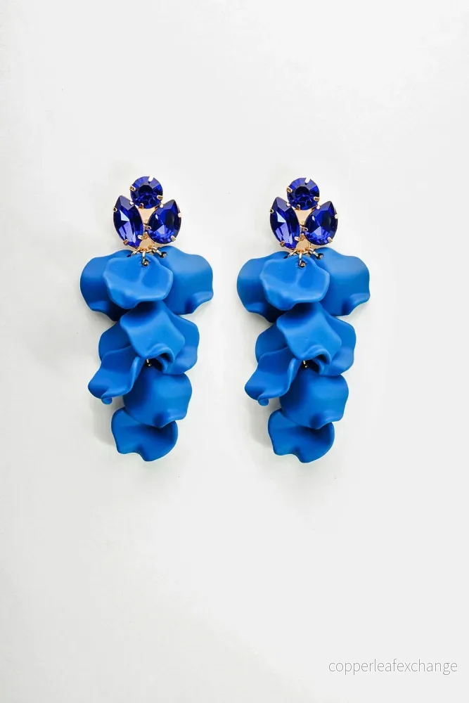 LEAF STONE EARRINGS STRONG BLUE