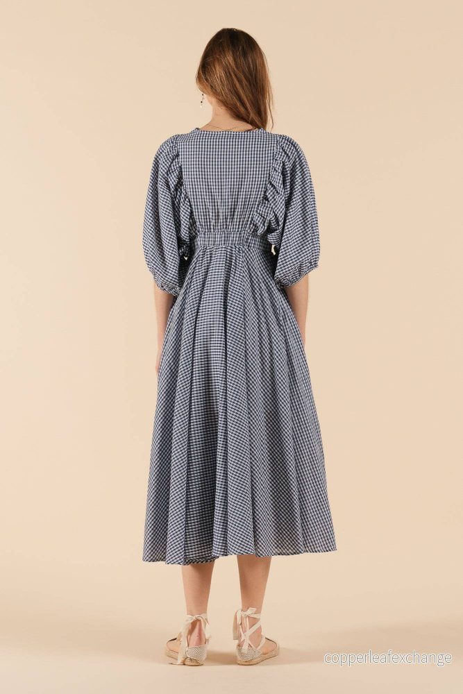 Valeria Klänning Marine Gingham - Bild 3