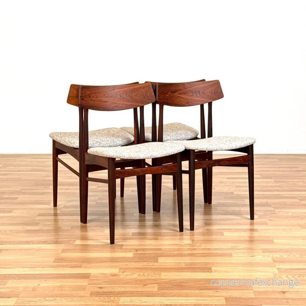Set om 4 matstolar i santosrosenträ, 1950-60-tal, Danmark