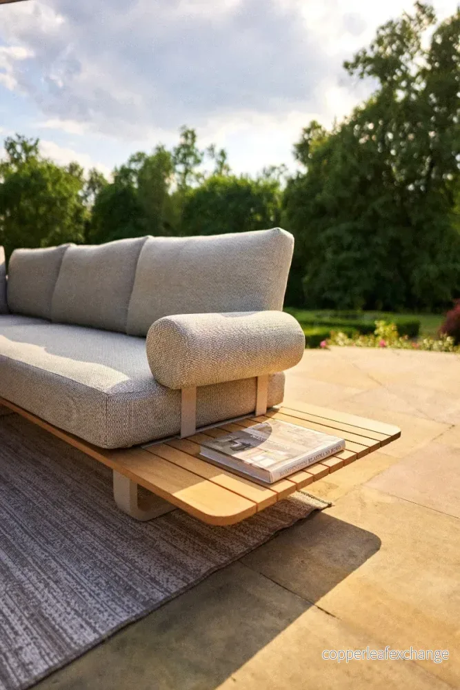 Armstöd Livo 48x19x31cm Aluminium Beige, Tyg Sunproof Grå - Bild 2