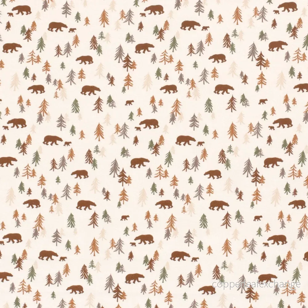 Patterned Cotton Jersey – The Bear in the Forest – 200g – Off-White Patterned Cotton Jersey – The Bear in the Forest – 200g – Off-White