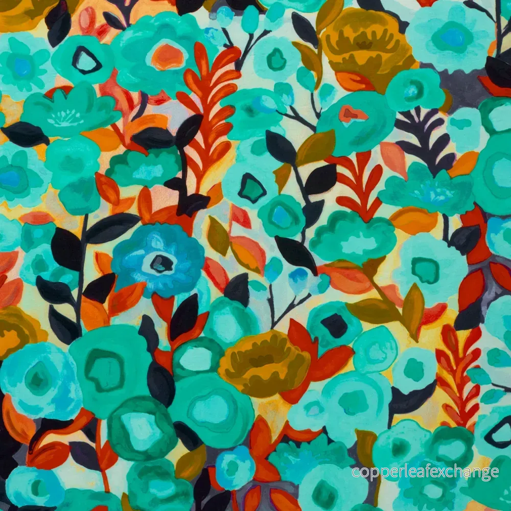Patterned – Viscose – Flowers – Abstract – Turquoise – 021 Patterned – Viscose – Flowers – Abstract – Turquoise – 021