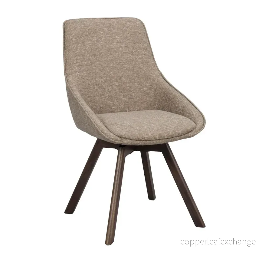 Stol Alison med snurr, mörkbeige med bruna ekben, 2-pack Stol Alison med snurr, mörkbeige med bruna ekben, 2-pack