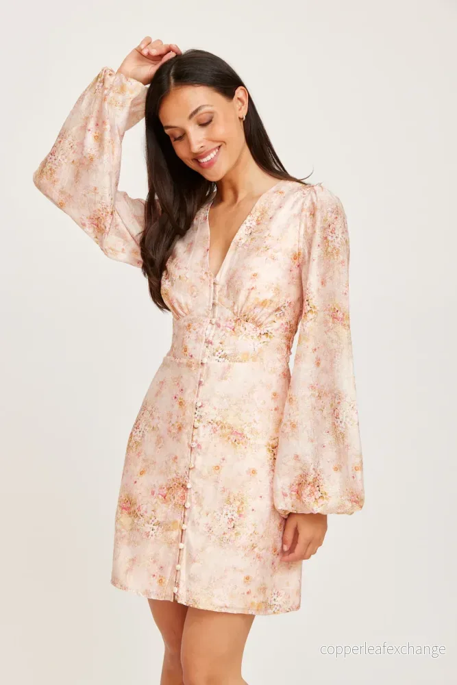 Dry Lake Empire Dress Pink Flowers