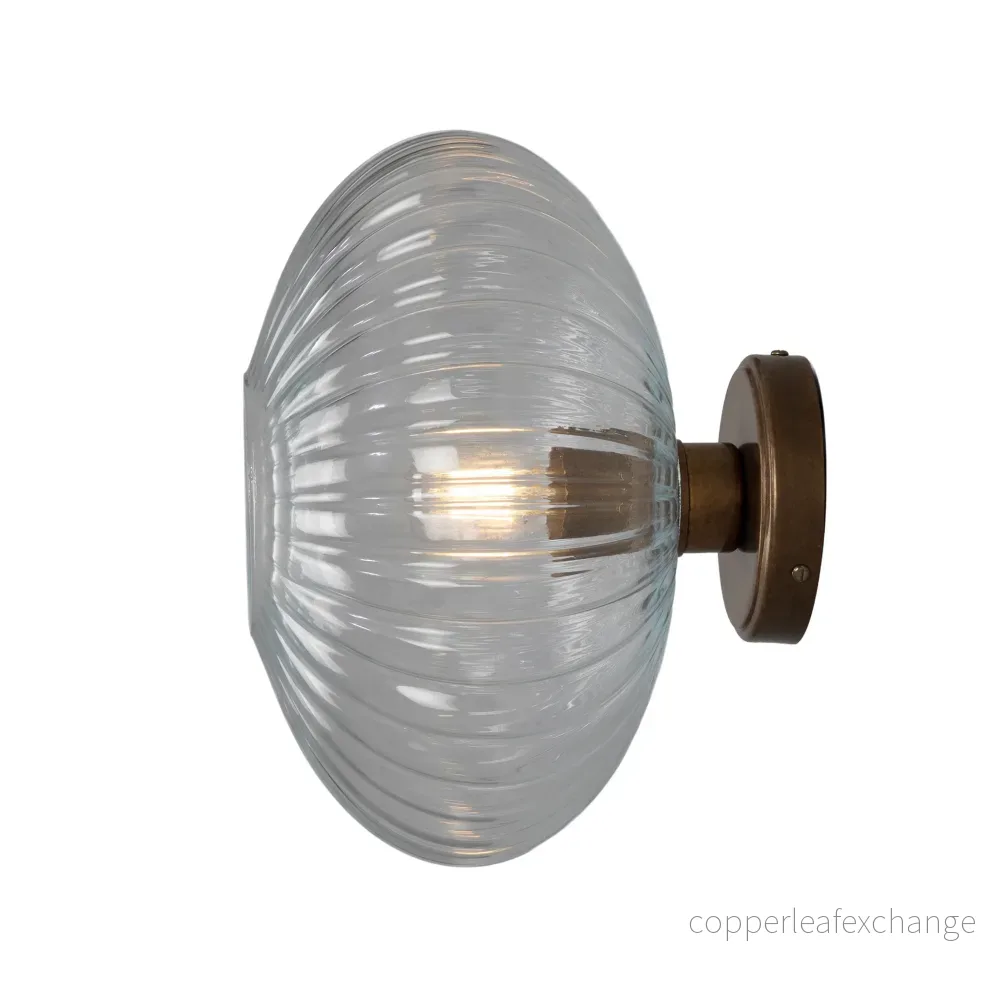 NEITH – Oval Reeded Glass and Brass Wall Light 30cm NEITH – Oval Reeded Glass and Brass Wall Light 30cm
