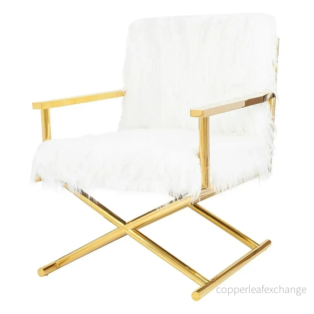 Fåtölj KARE DESIGN - MR. FLUFFY, vit/guld