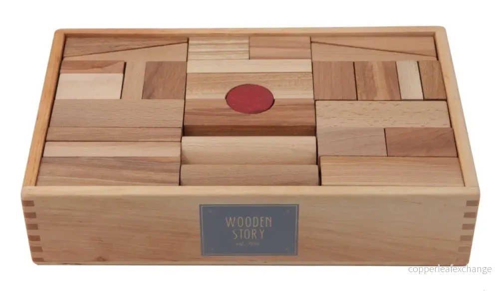 Wooden Story träklossar natur – 63 delar i trälåda - Bild 2