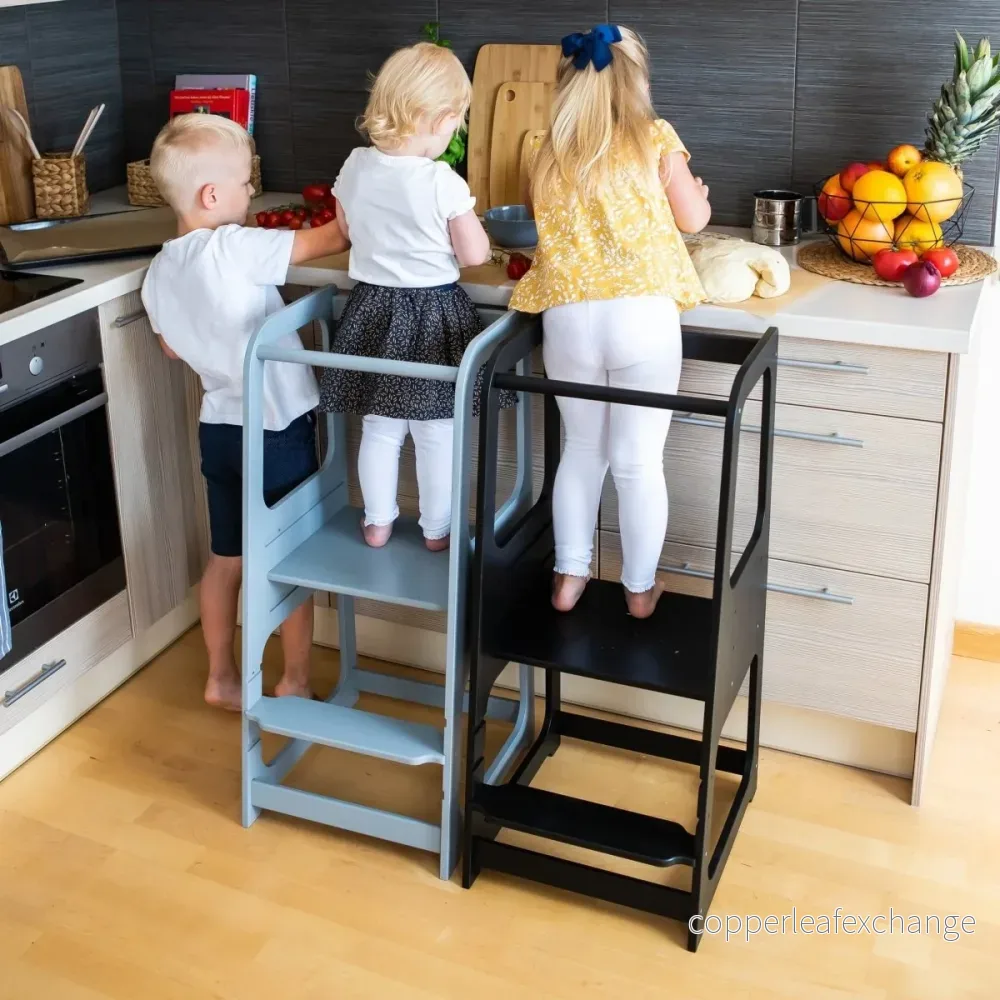 Montessori hjälpa-till-torn – justerbart i björk - Bild 3