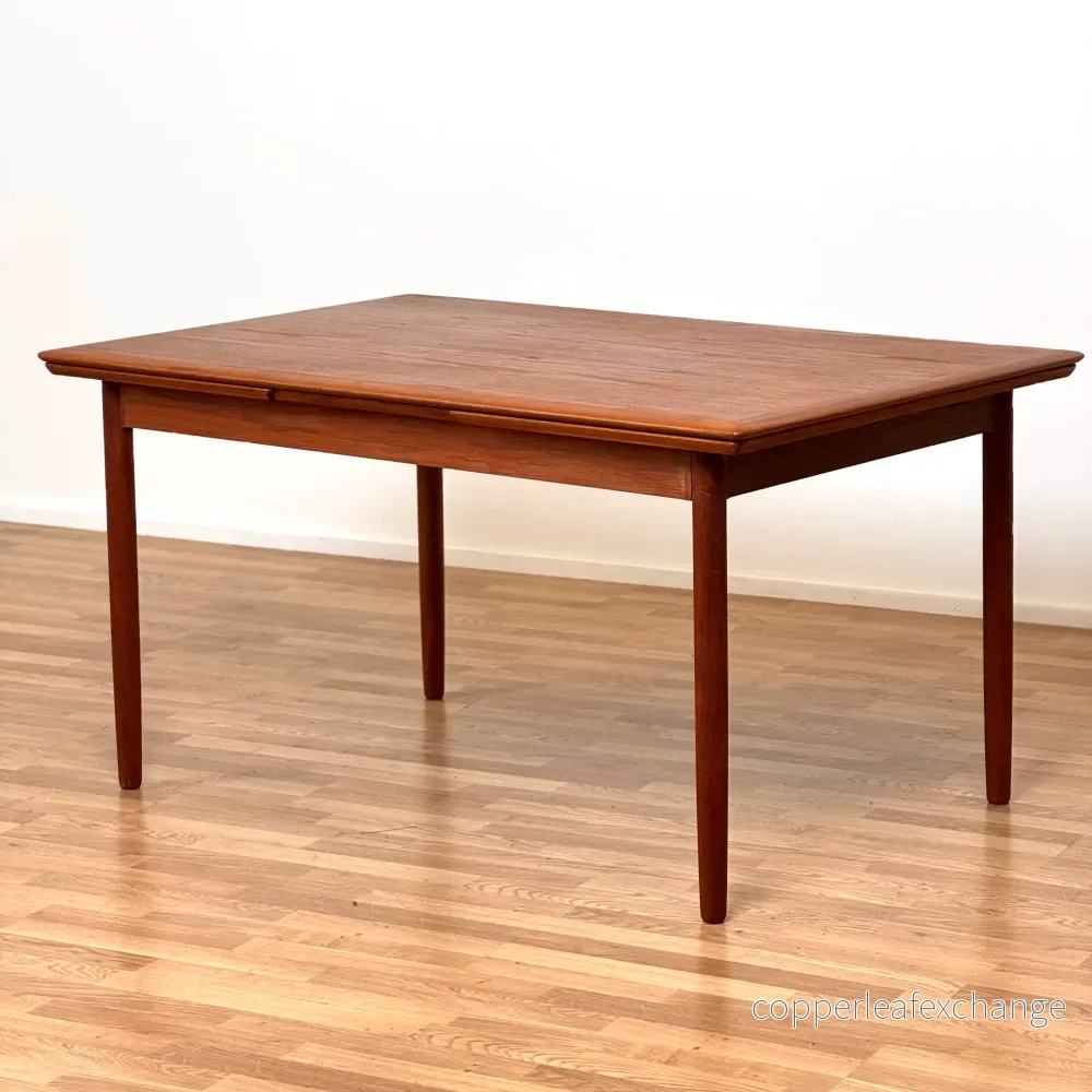 Matbord med 2 förlängningar i teak, 1950-60-tal