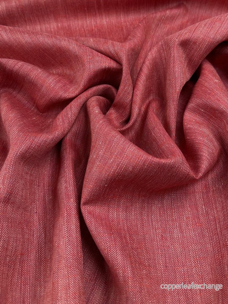 Silk, Linen – Luster – Herringbone – Coral Pink