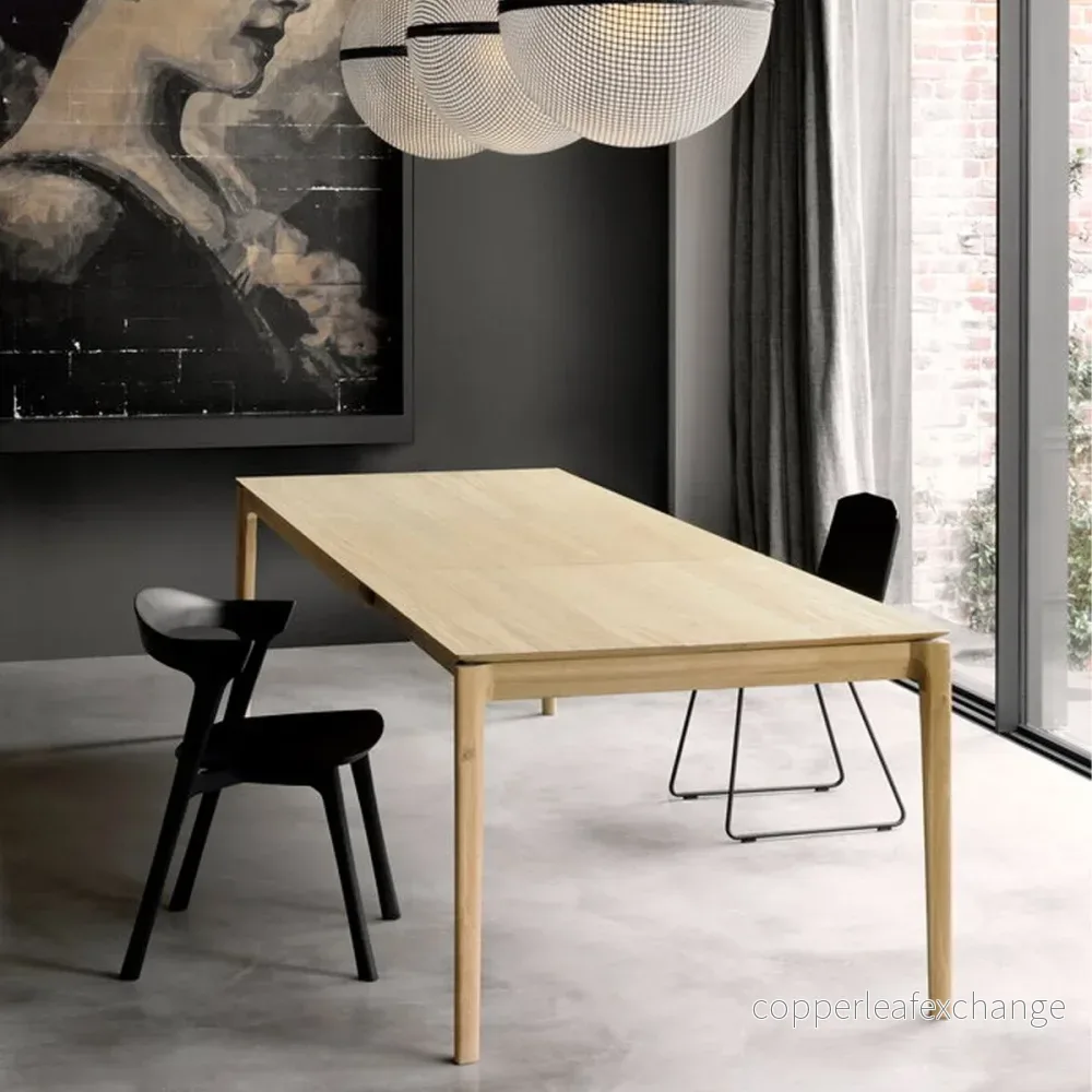 Matbord Bok med iläggsskiva, Massiv Oljad Ek - Bild 2