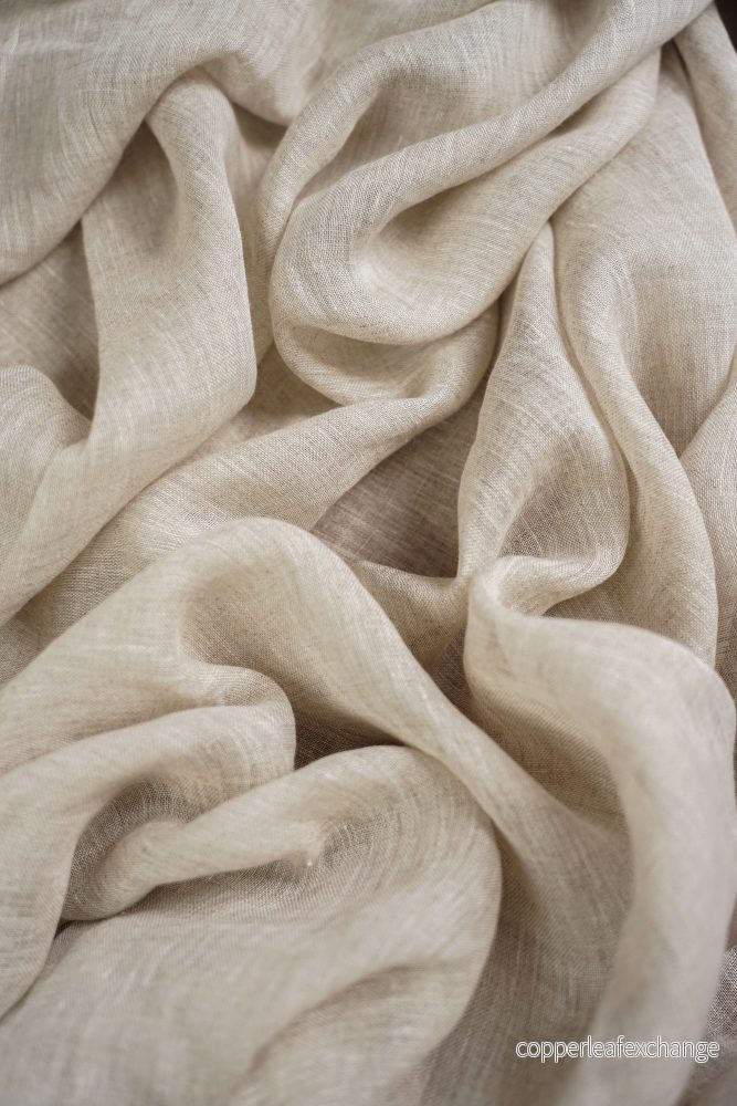 Curtain fabric – Linen – Double width – Thin – 320 cm – Greige – 07.014