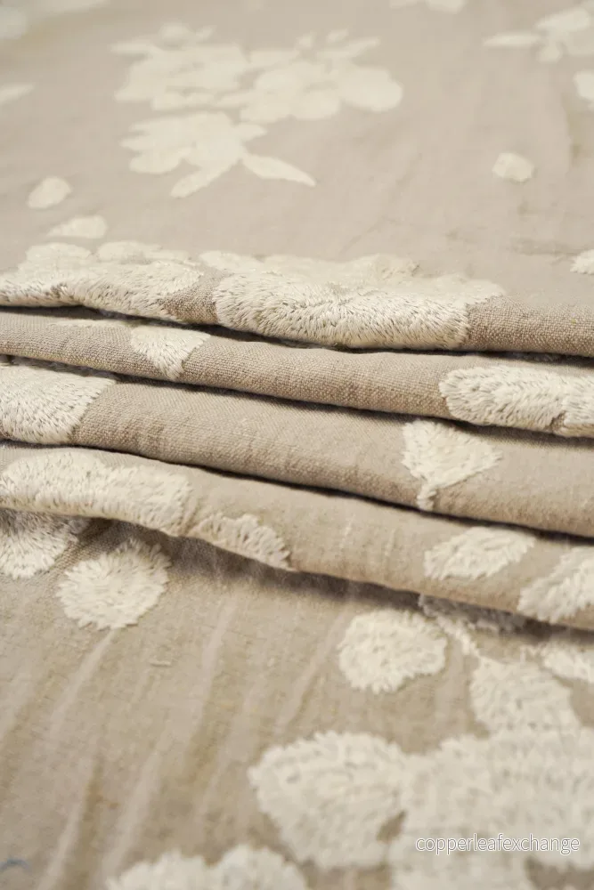 Curtain fabric – Exclusive – Embroidered – Linen – Gardenia – Natural Curtain fabric – Exclusive – Embroidered – Linen – Gardenia – Natural
