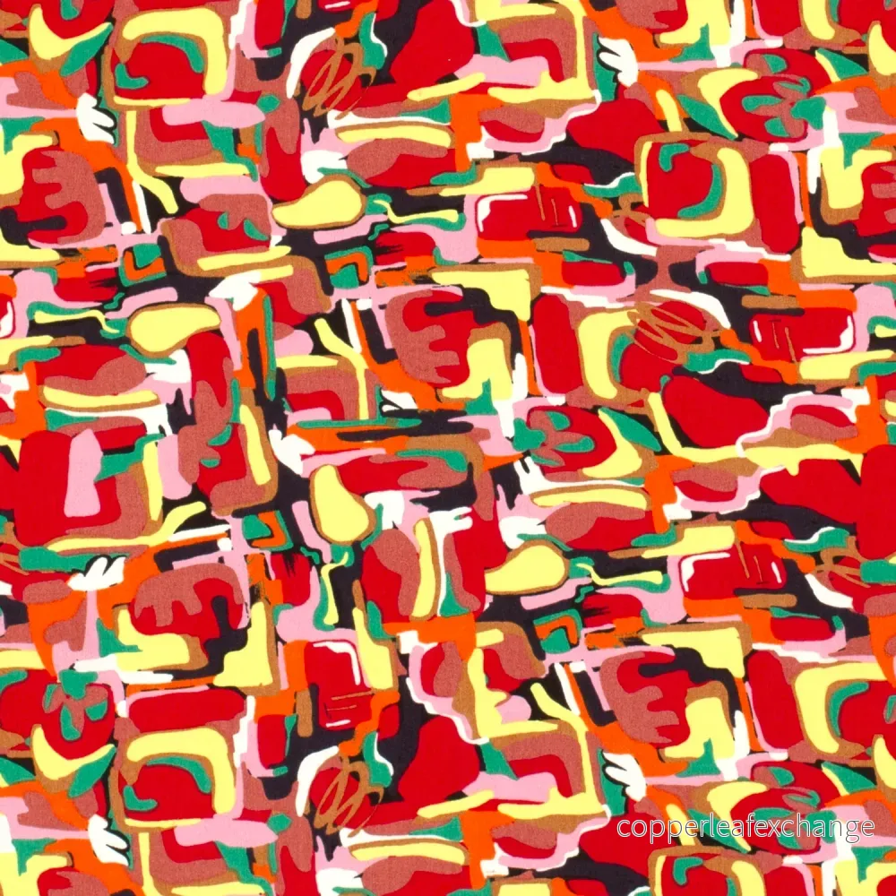 Patterned Viscose – Poplin – Abstract – Multicolor, Yellow