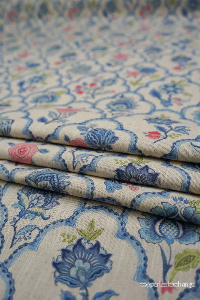 Patterned – Curtain fabric – Cotton – Linen – Flower – Amoli bright 2 Patterned – Curtain fabric – Cotton – Linen – Flower – Amoli bright 2