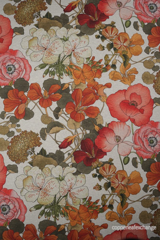 Patterned - Curtain fabric - Linen - Cotton - Flower meadow - Cappucine 010 - Bild 3