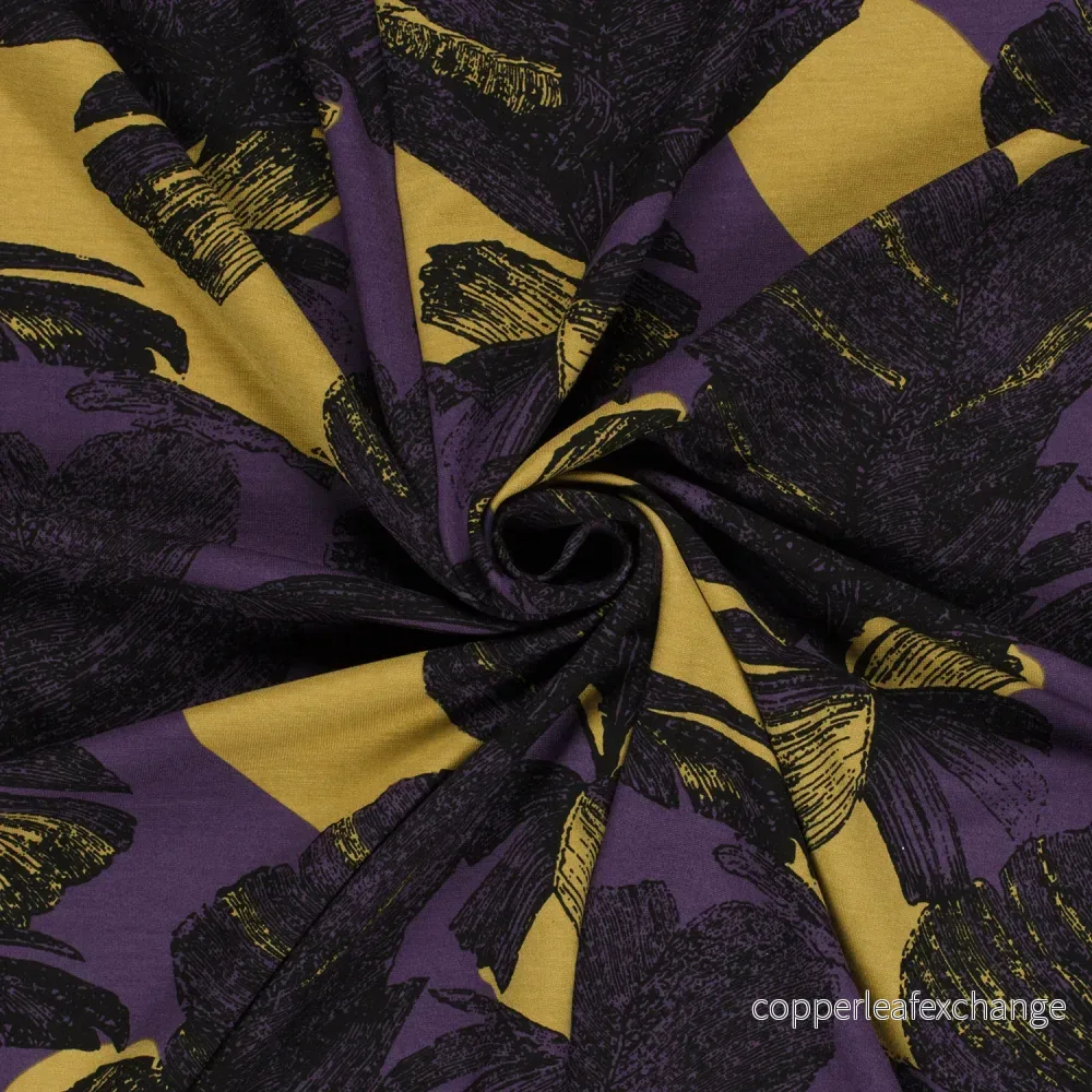 Patterned Punta Jersey - Heavey Punta di Roma - Viscose Abstract Flower - Purple - Bild 3