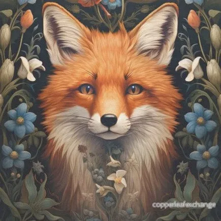 Räv och blomsterbakgrund - enskilda decoupage konstark