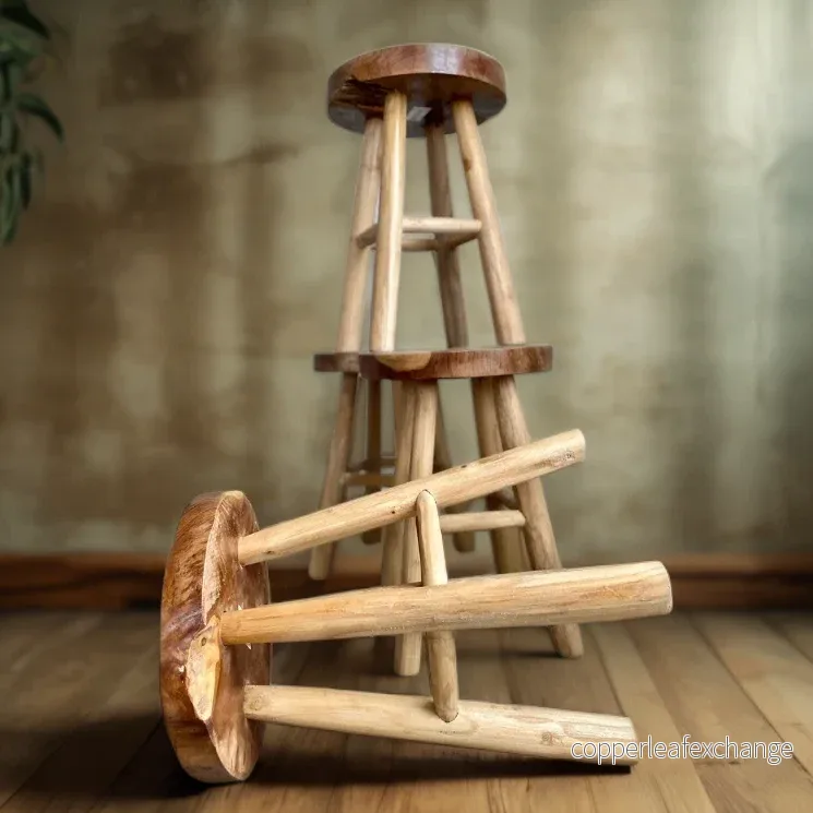 KANSAS Pall i Teak – Mångsidig Sidobord & Sittmöbel 45cm - Bild 2