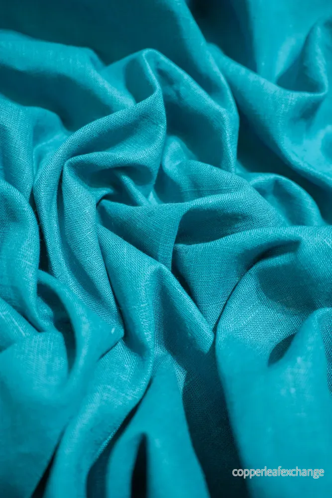 Textured linen fabric - Turquoise (light) - 0264