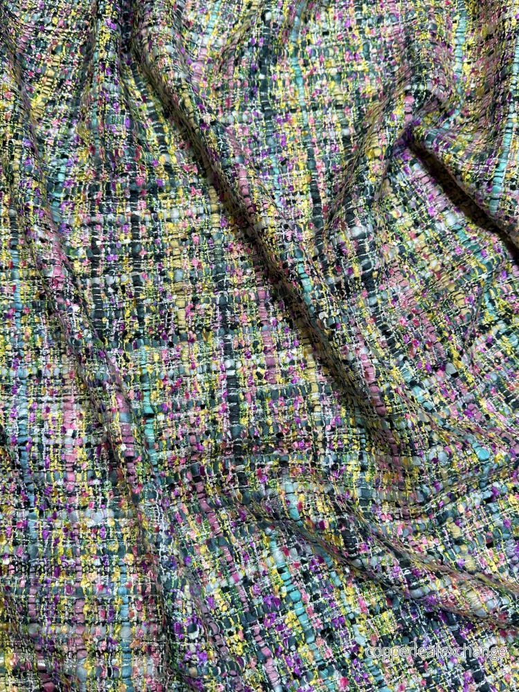 Italian Jacket Fabric – ”Chanel-Look” – Viscose – Pink, Grey, Yellow (6)