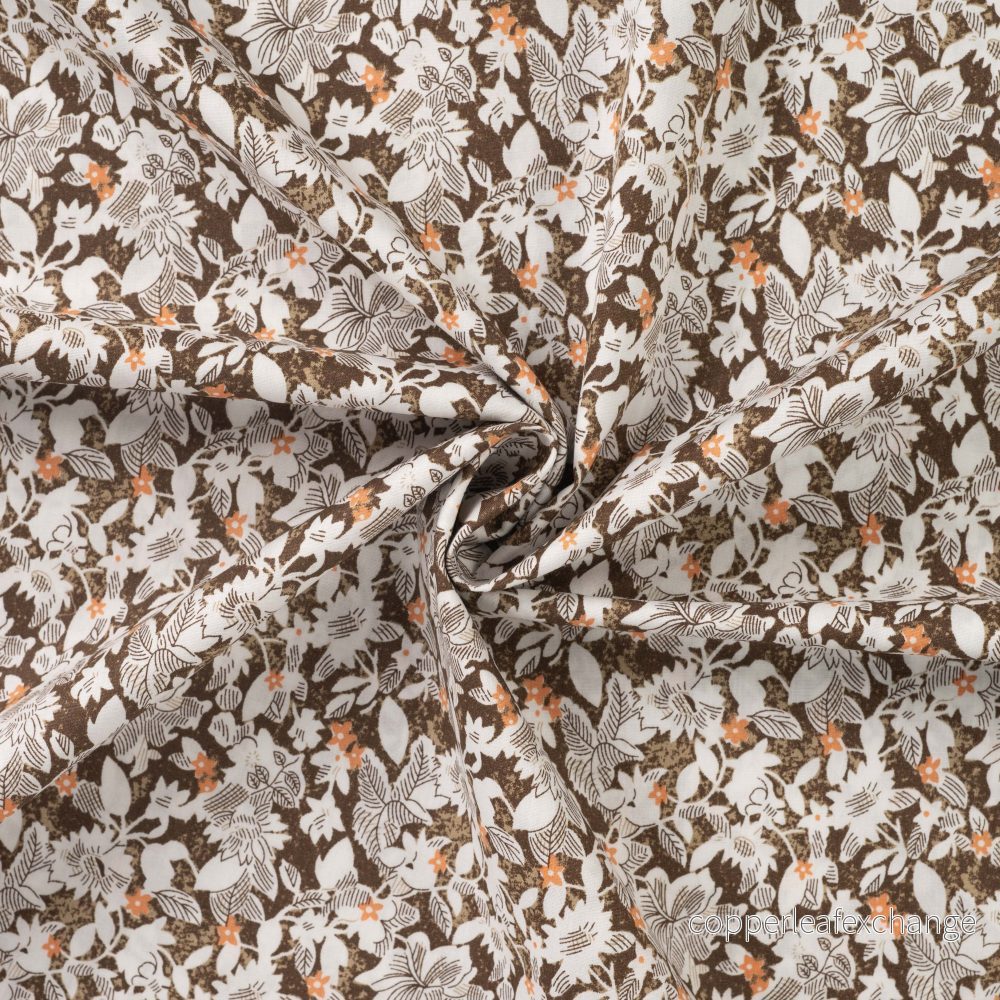 Patterned Cotton Poplin – Cotton – Flowers – Brown Patterned Cotton Poplin – Cotton – Flowers – Brown