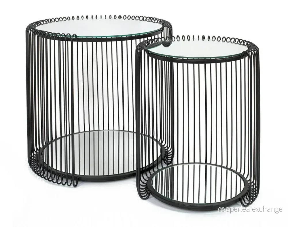 Sidobord KARE - WIRE DOUBLE II, svart, 2-set