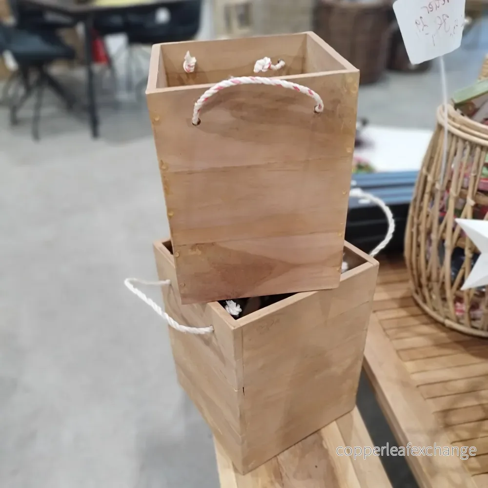 Maui Växtkassar Teak Set 2 - Vita Rephandtag - Bild 3
