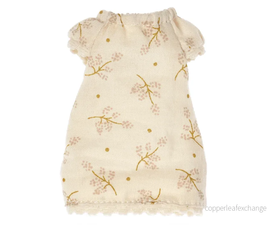 Maileg – Nattlinne rosa med blommor, storasyster mus