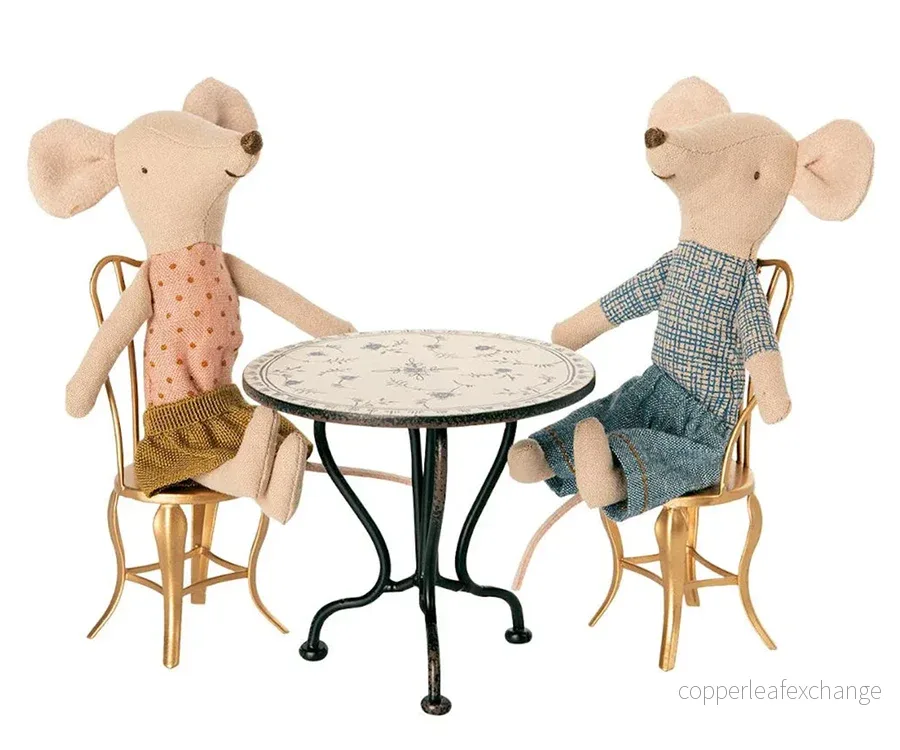 Maileg – Cafébord, litet runt bord, matbord i svart metall, vintage miniatyr (slutsåld kollektion) - Bild 2