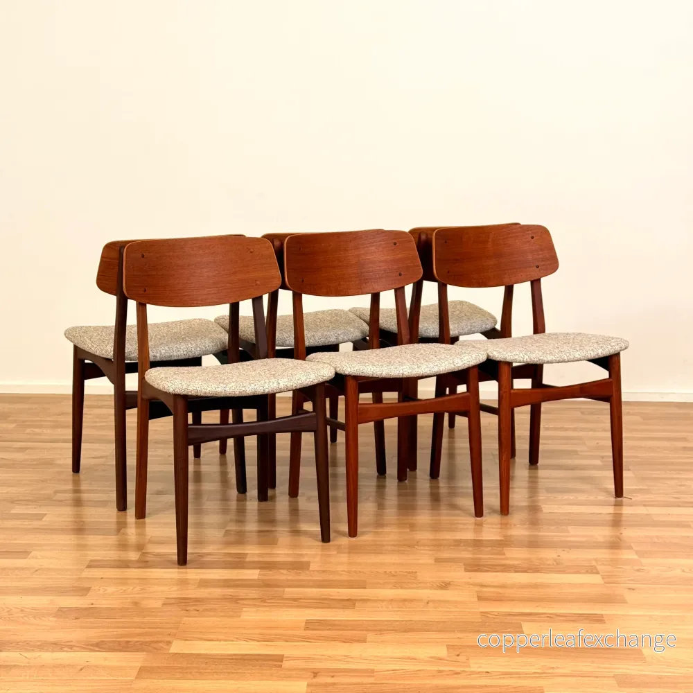 Set om 6 matstolar i teak av Farstrup, 1950-60-tal, Danmark