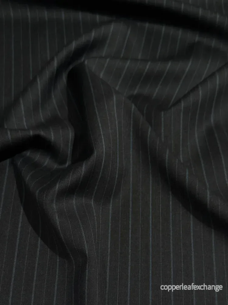 Deadstock – Suit Wool – Super 120 – Dark Gray – Blue Chalk Stripe – DK23 Deadstock – Suit Wool – Super 120 – Dark Gray – Blue Chalk Stripe – DK23