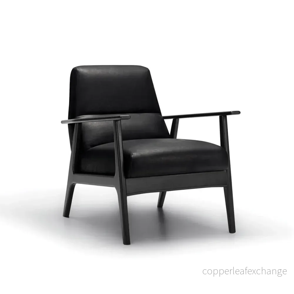 Fåtölj Jack, Svart ek och lädersits