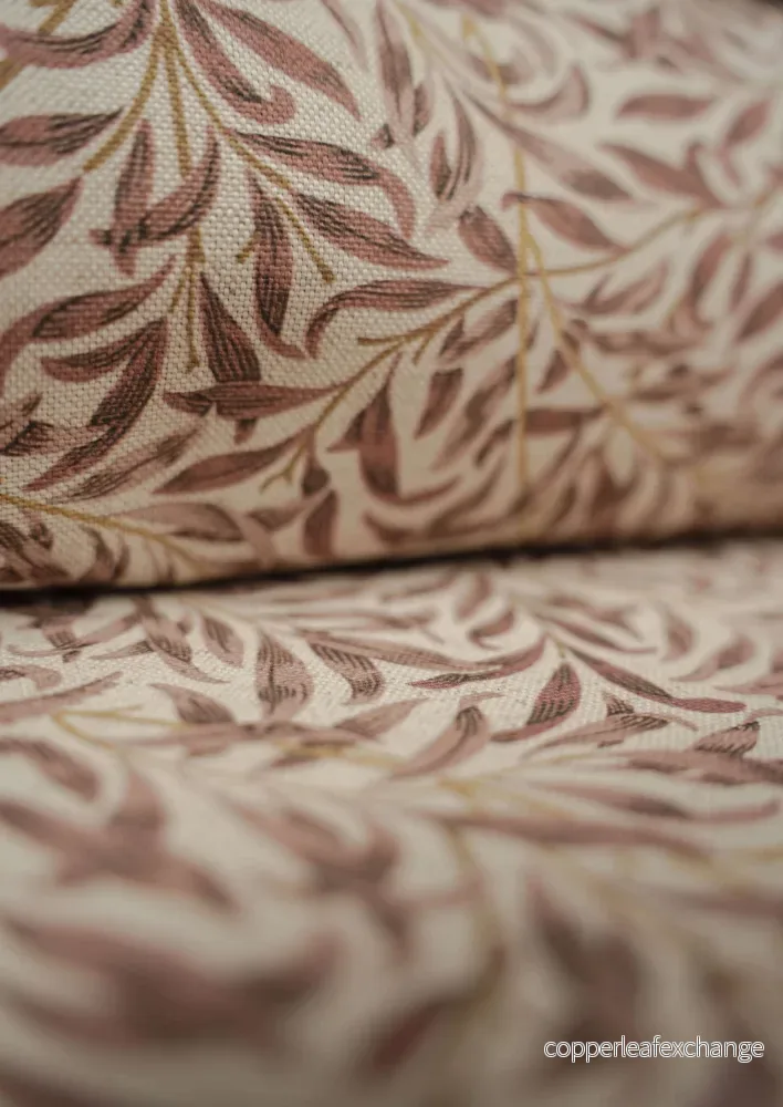 Jugend Patterned Upholstery Fabric, Curtain Fabric – Cotton, Linen – Terracotta