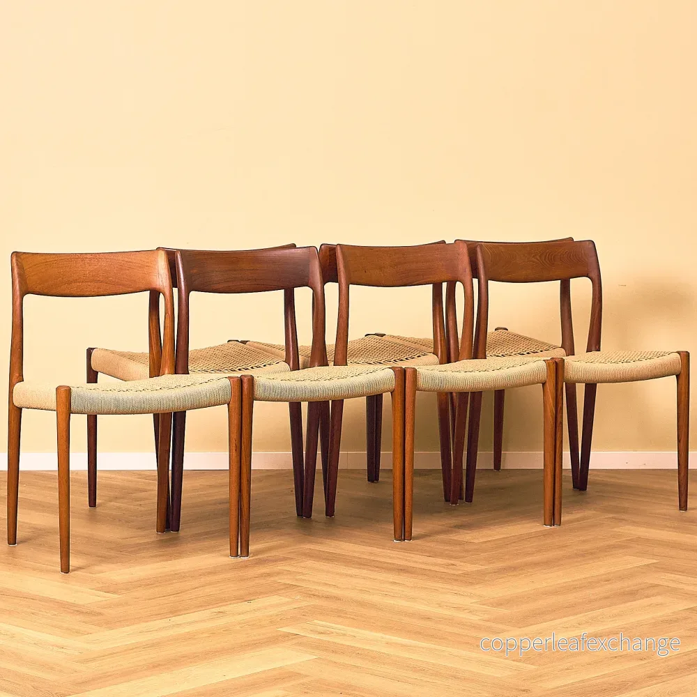 Danish dining chairs ’model 77’ in teak by Niels Otto Møller for J.L. Møllers Møbelfabrik