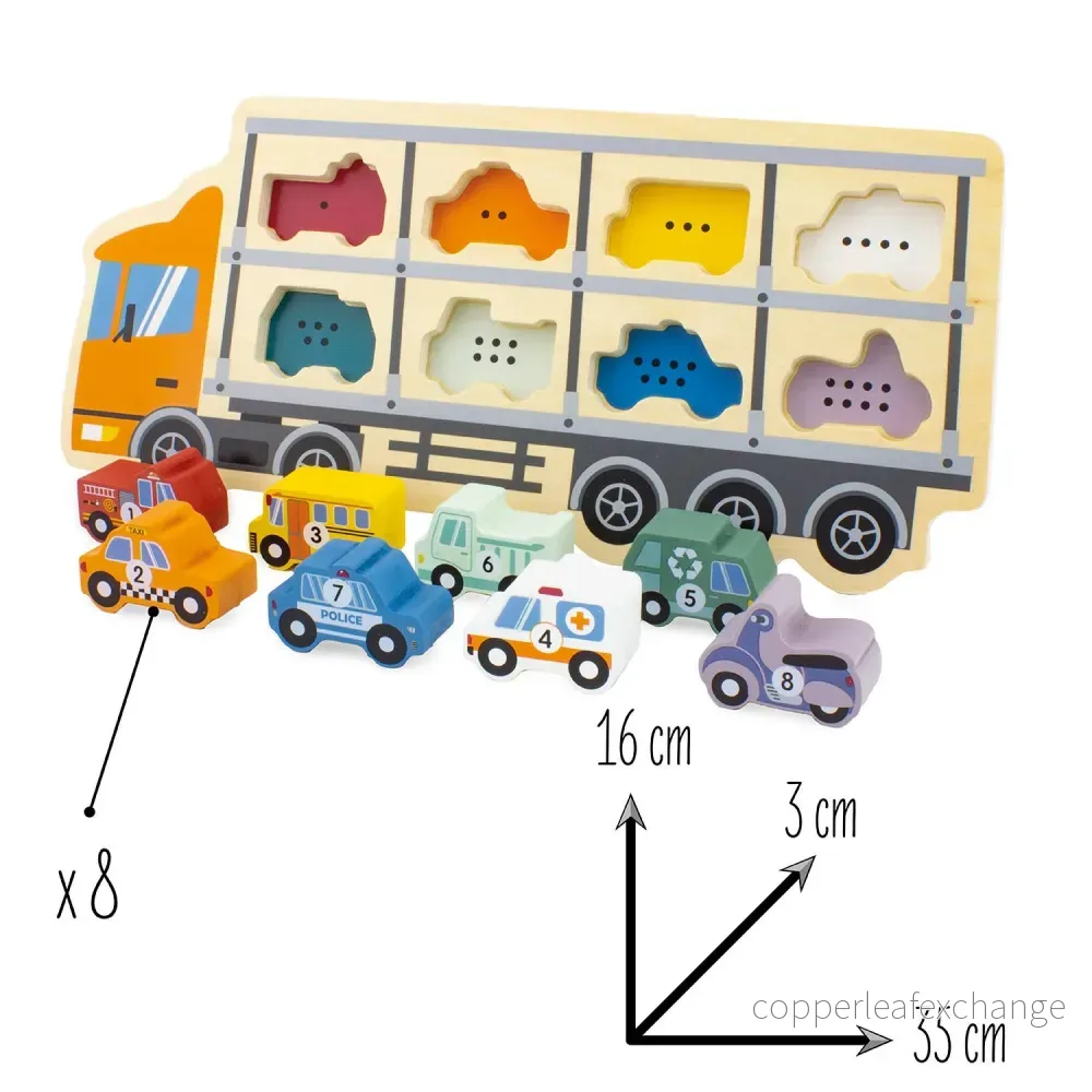 Träpussel med bilar – Car Carrying Truck - Bild 2