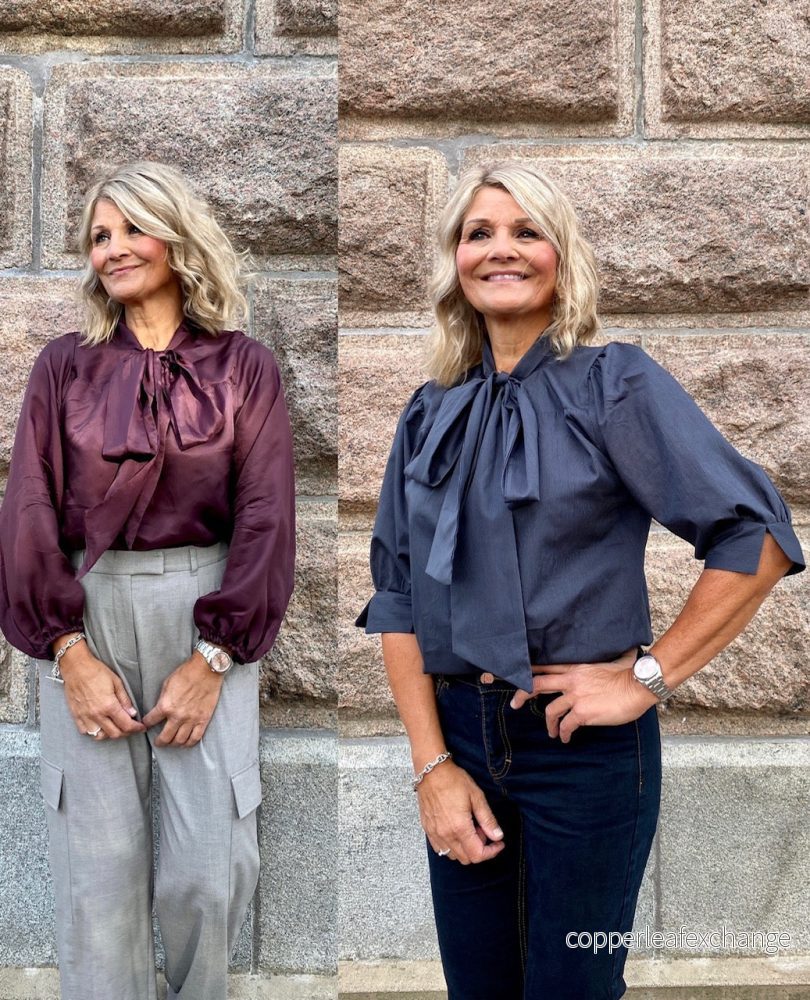 Hallin Pattern Tie-Neck Blouse Birgitta