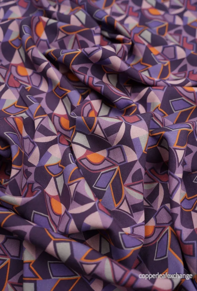 French Viscose – Abstract Pattern – Prado – Purple French Viscose – Abstract Pattern – Prado – Purple