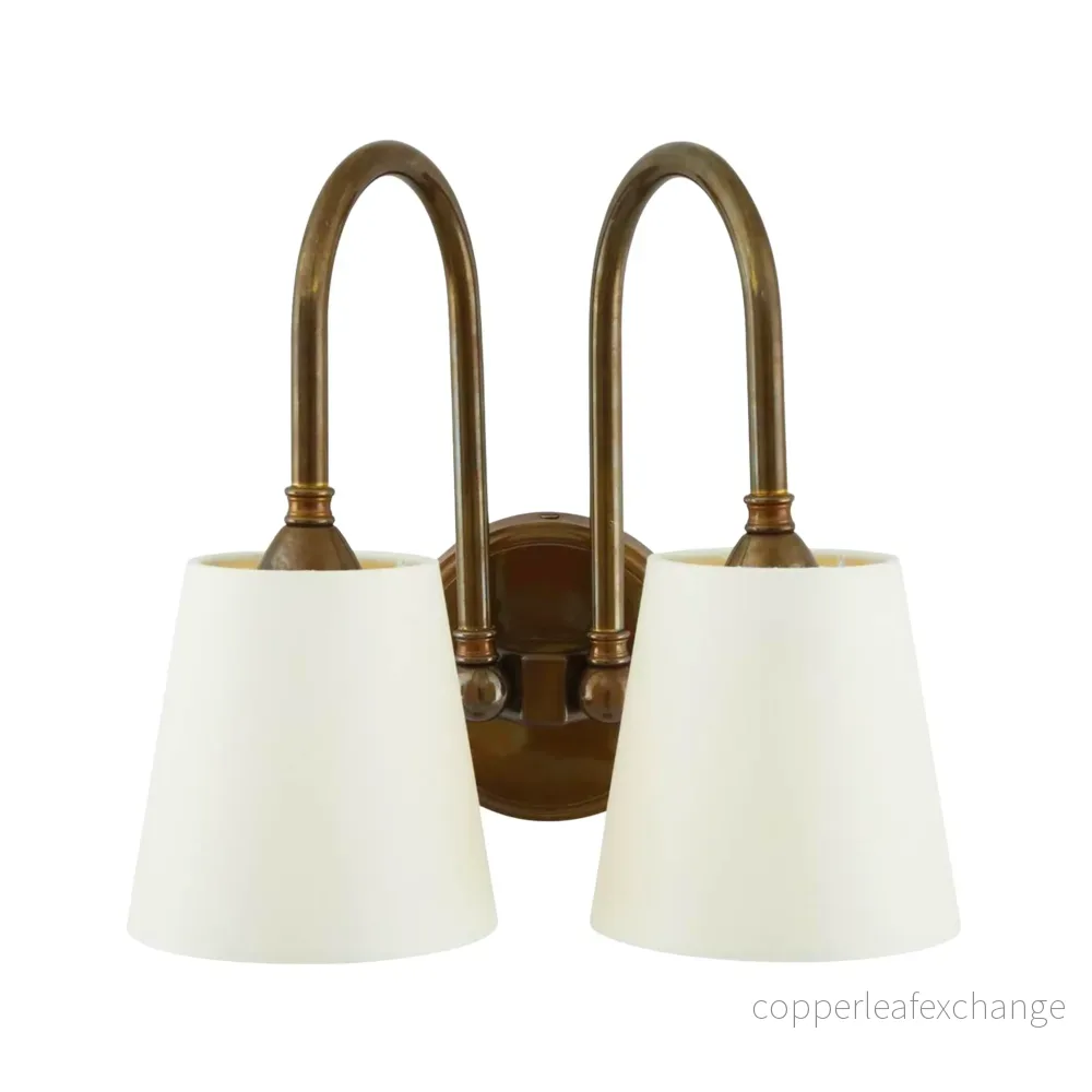 UPPSALA - Two-Arm Brass Wall Light with Fabric Shades 28cm - Bild 2