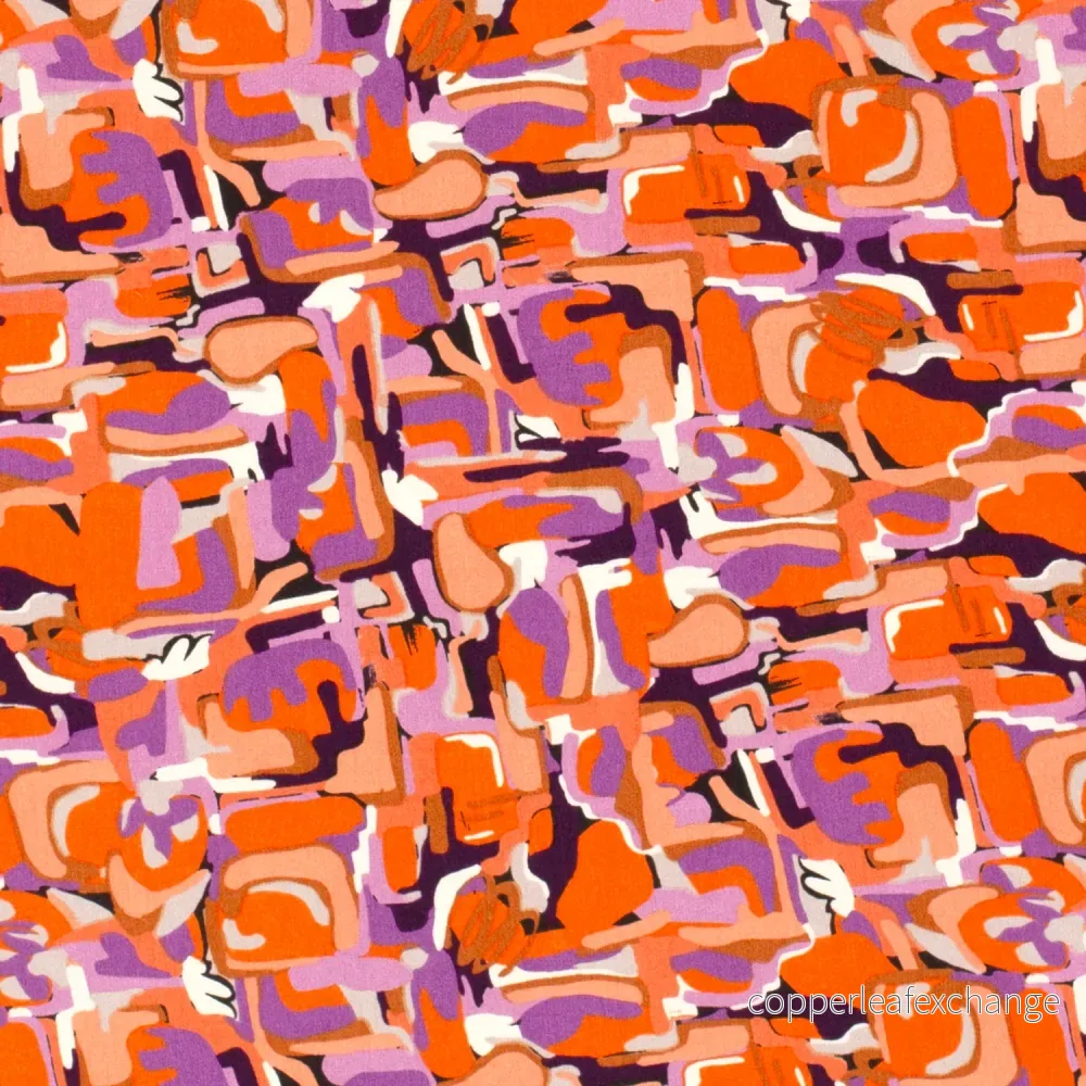 Patterned Viscose – Poplin – Abstract – Multicolor, Orange