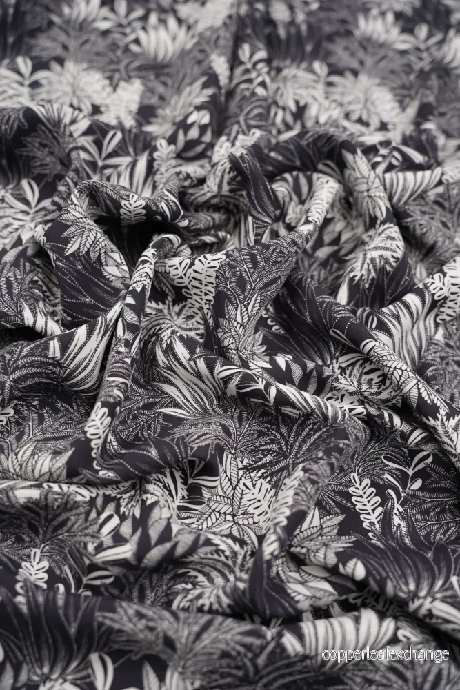 French Viscose – Leaf Pattern – Tamaris – Blue/Black
