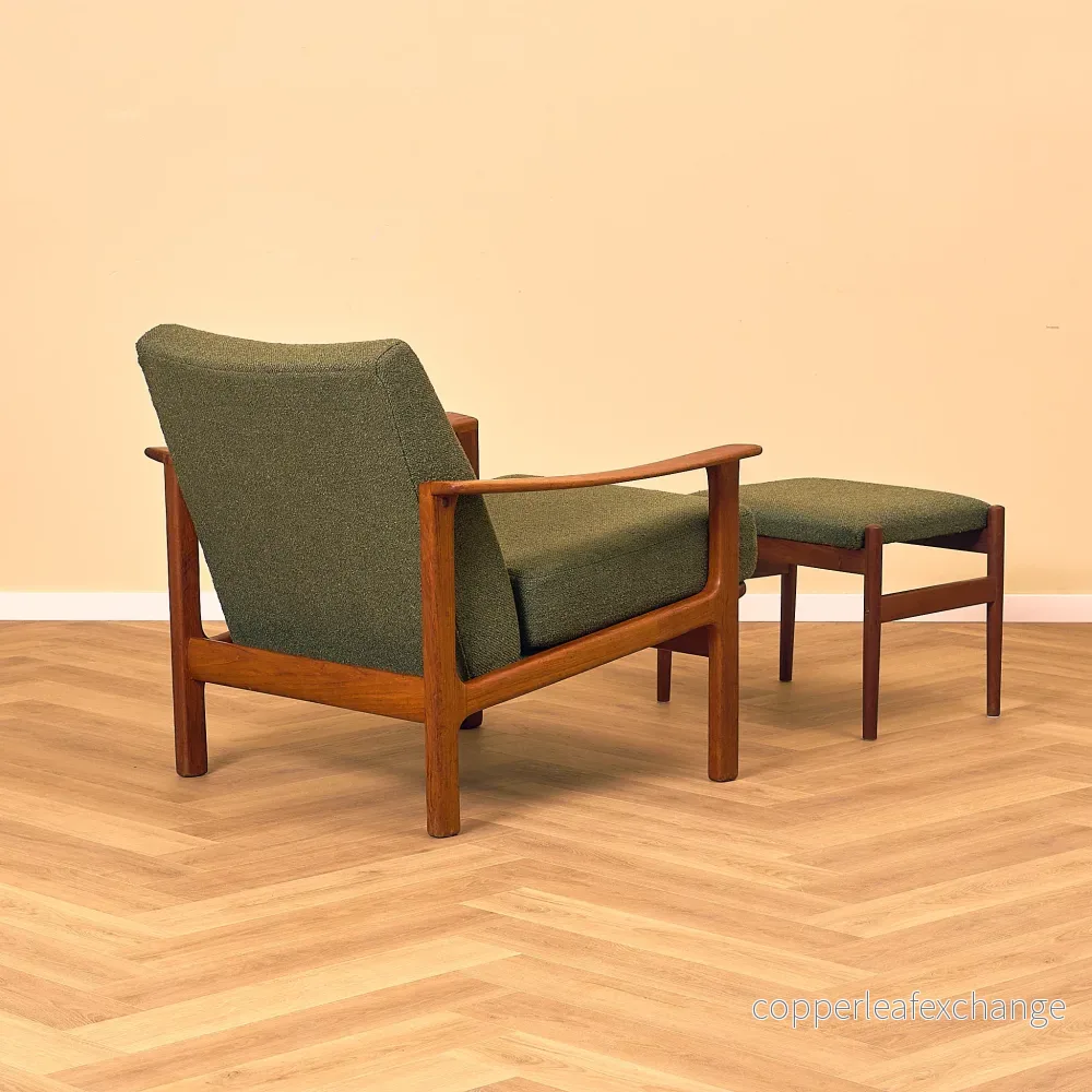 Svensk fåtölj och dansk pall i teak av Bröderna Andersson, Ekenässjön - Bild 2